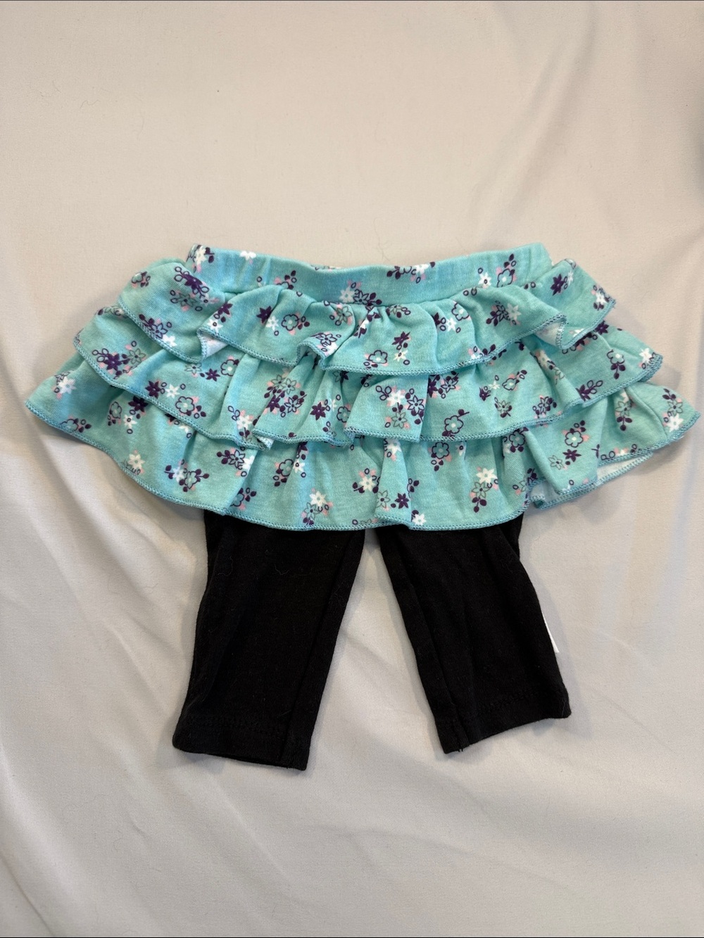 Disney Aqua Floral Ruffle Skort with Black Leggings